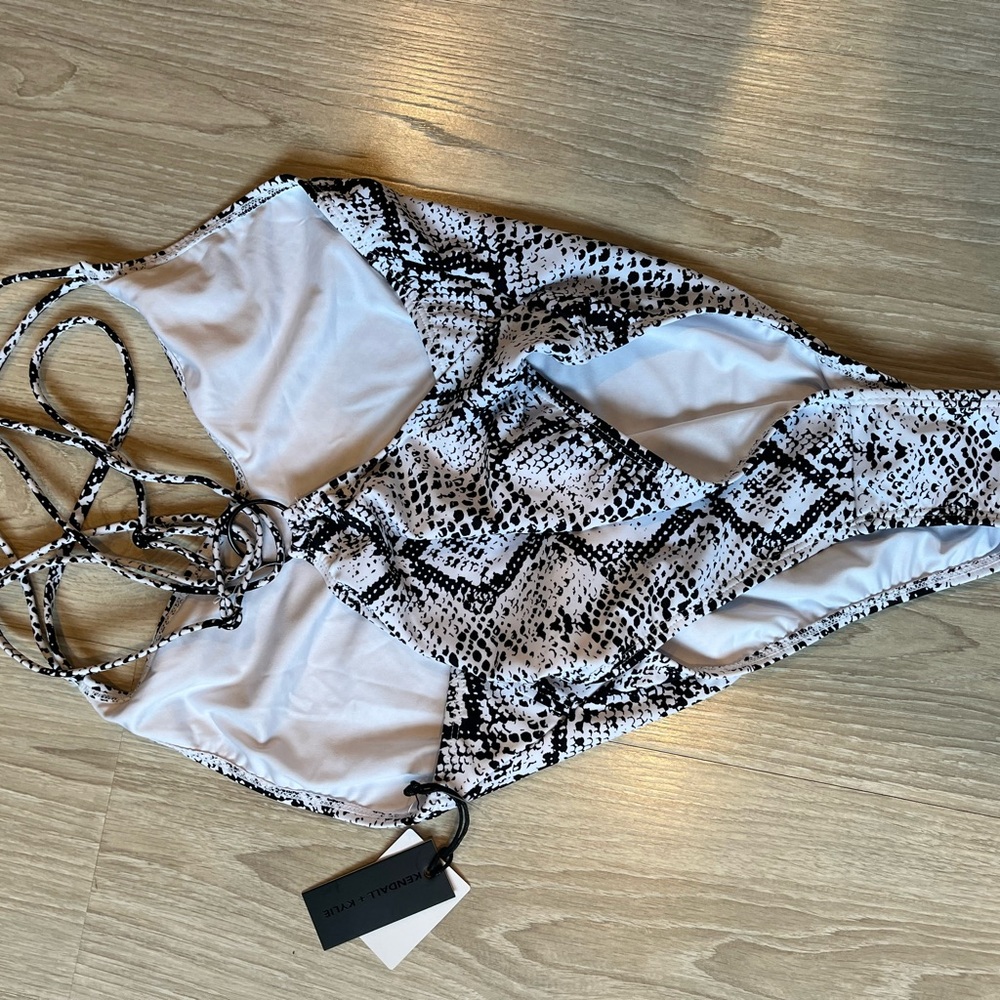 Kendall & Kylie Snakeskin Print Swimsuit - Black and White - Picture 2 of 2